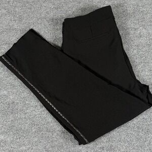 Chicos Pants Womens 14R Black Straight Leg Stretch Side Stripe Dressy Office